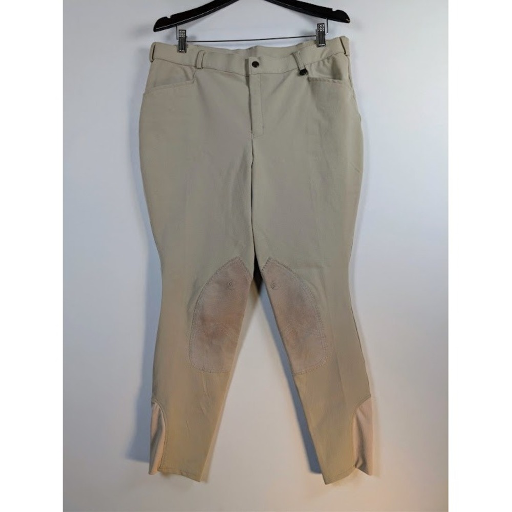 Ovation Riding Breeches Women 36R Beige Knee Patch Equestrian Pants